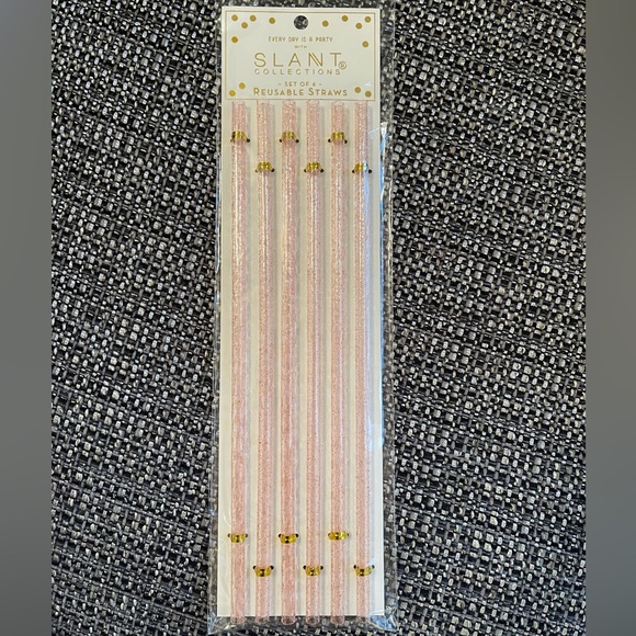 Set of 6 pink glitter reusable 11” straws - Picture 4 of 6